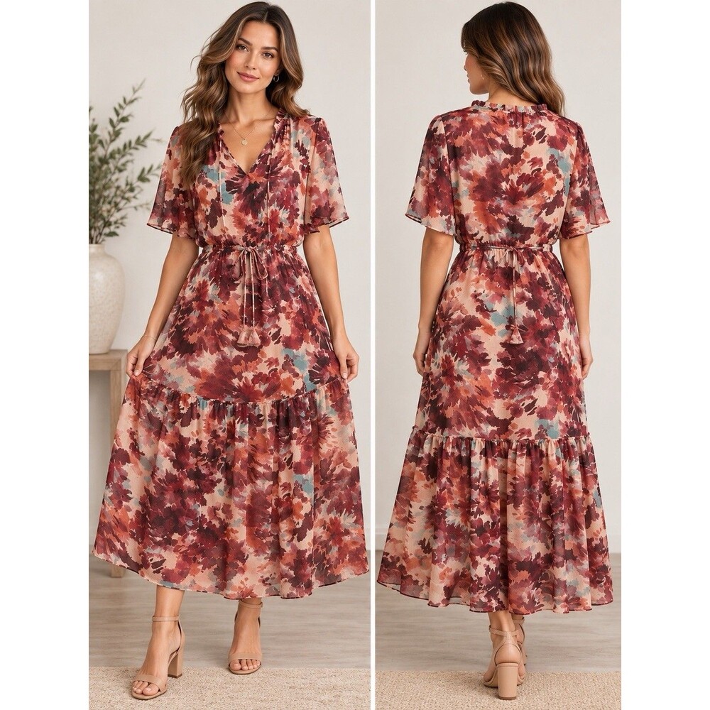 Philosophy Republic Clothing Women’s XL Floral Tiered Midi Dress NWT $98